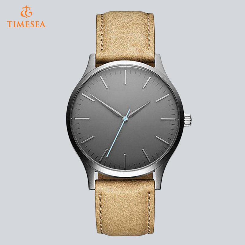 Casual Men′s Stainless Steel Wrist Wath Swiss Quality Miyota Quartz Watch with Brown Leather Strap 72791
