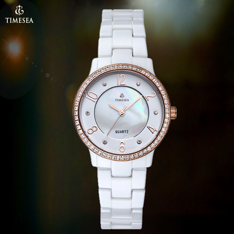 Ceramics Watch Ceramics Ladies Watch with Steel Ceramic Quartz Analog Watch White71081